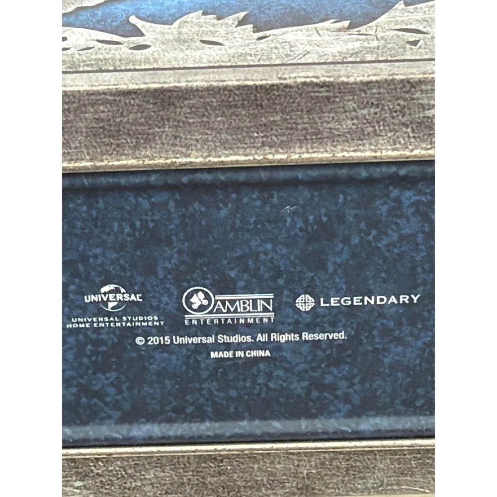 Jurassic World Metal Lunch Box‎ 2015 Universal Studios T-Rex Raptor Blue Tin